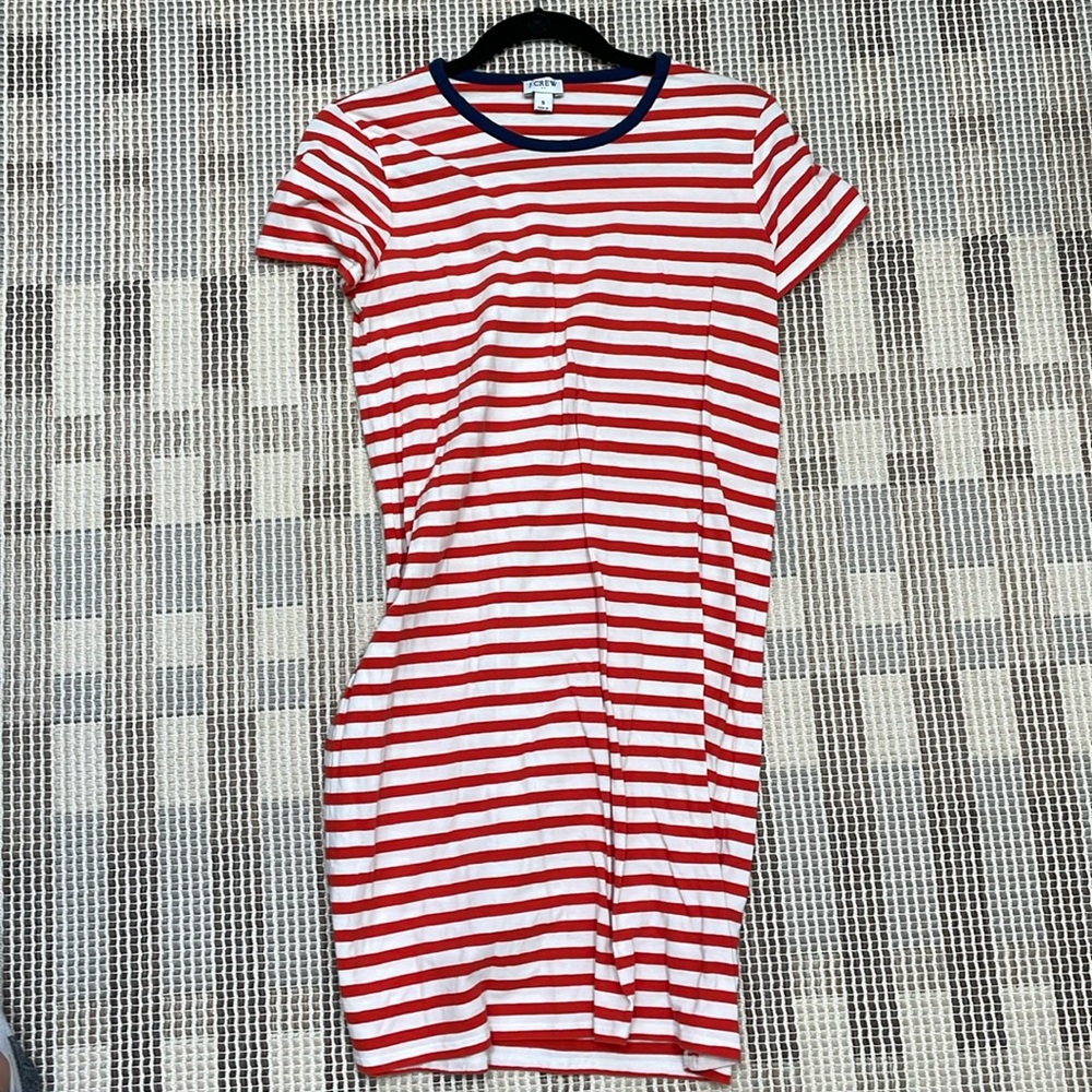Jcrew white and red stripe t shirt dress
